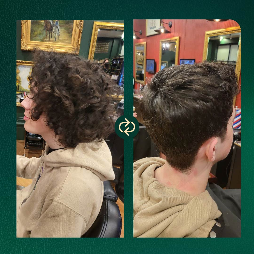 curly long hair to a neat classic cut